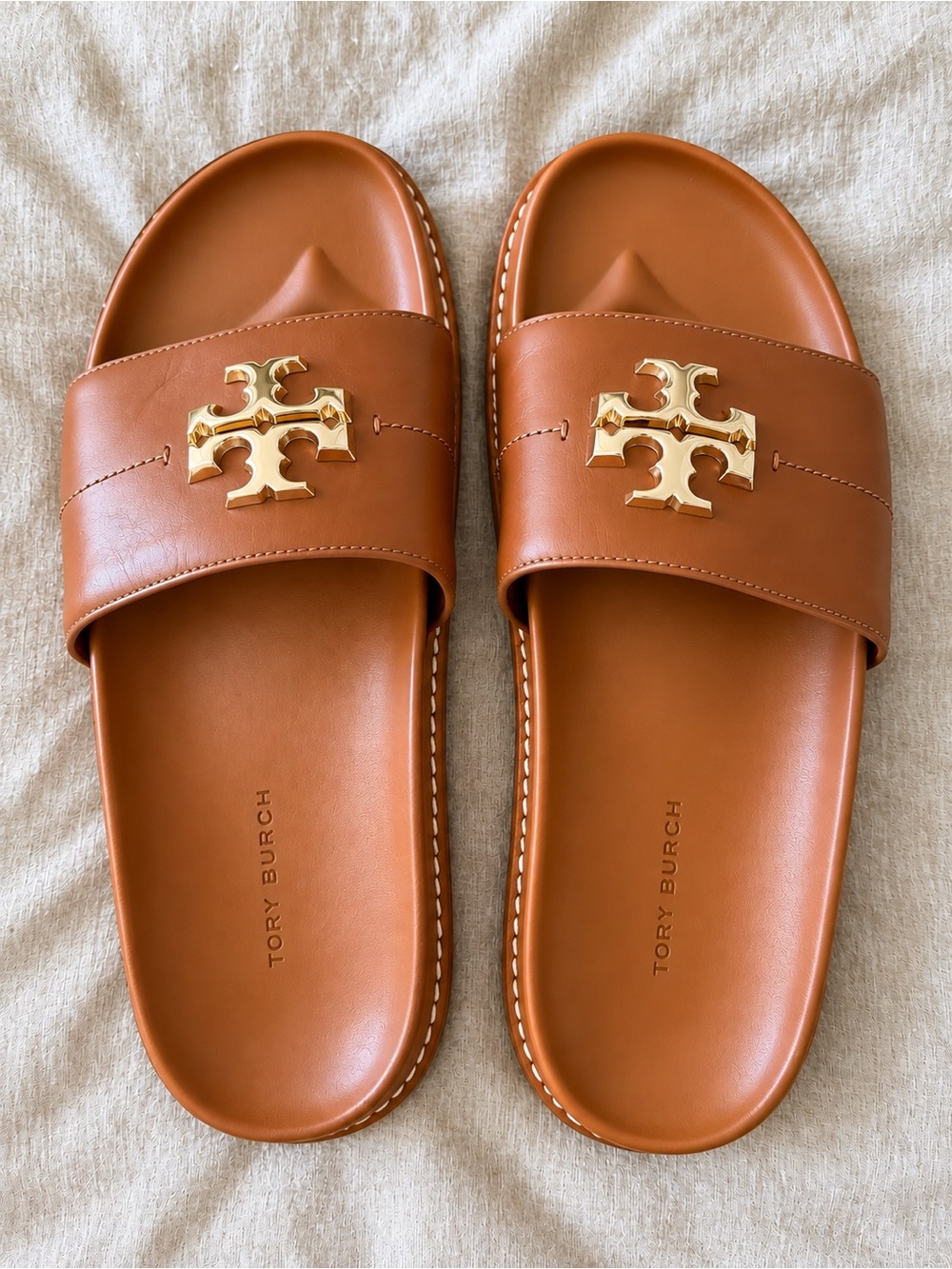 Tory Burch Everly Anatomic Lug Leather Slides – Brand New size 7